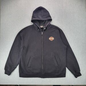 Harley-Davidson Zip Hoodie Mens XL Black V-Twin Power Graphic Fleece Sweatshirt